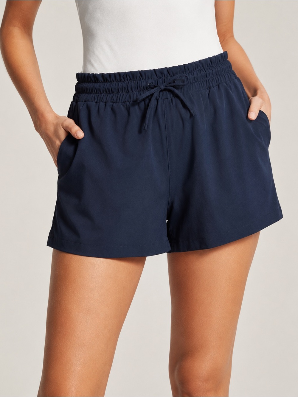 Mondetta Performance Luxury Navy Pull On Stretch Shorts L Travel Athleisure